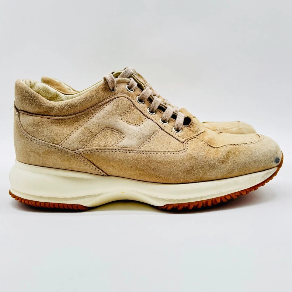 Hogan 鞋 女式 EU 38.5 US 7.5 棕色 棕褐色 麂皮绒 Sneakes Mid High Top 休闲 — 第 3/4 张图片