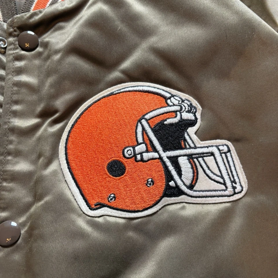 Vintage 1990’s Cleveland Browns NFL Chalk Line Satin Jacket Men’s Large Tall - Image 4 of 4
