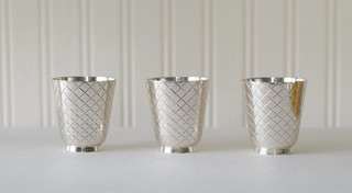 3x Georg Jensen Tumblers 925 Sterling Silver Sigvard Bernadotte # 819B Glass Vase