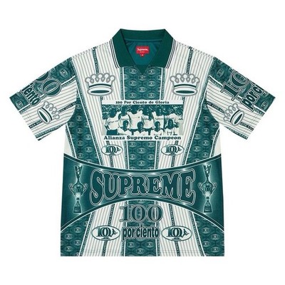 NWT Supreme Por Ciento Logo Print Soccer Jersey Green Men's S FW22