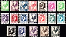 France 1944 Coq et Marianne d' Alger 630 à 648 Neufs ** Sans Charnière