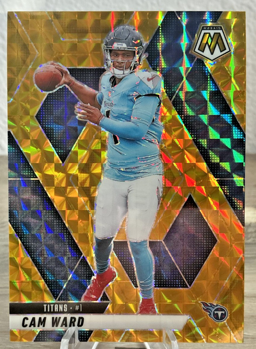 2025 Panini Mosaic CAM WARD #09/10 True Gold RC #382 Tennesee Titans Rookie Rare