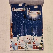 NIP Ambesonne Christmas Sheet Set Wintery Sce...