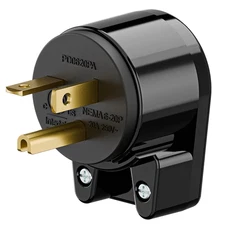 Right Angle NEMA 6-20P 20A 250V Plug,  T-Blade Industrial Plug
