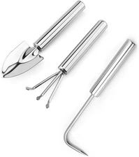 Generic 3-in-1 Aluminum Alloy Garden Tool Set - 3 Count, Silver, Lightweight & S