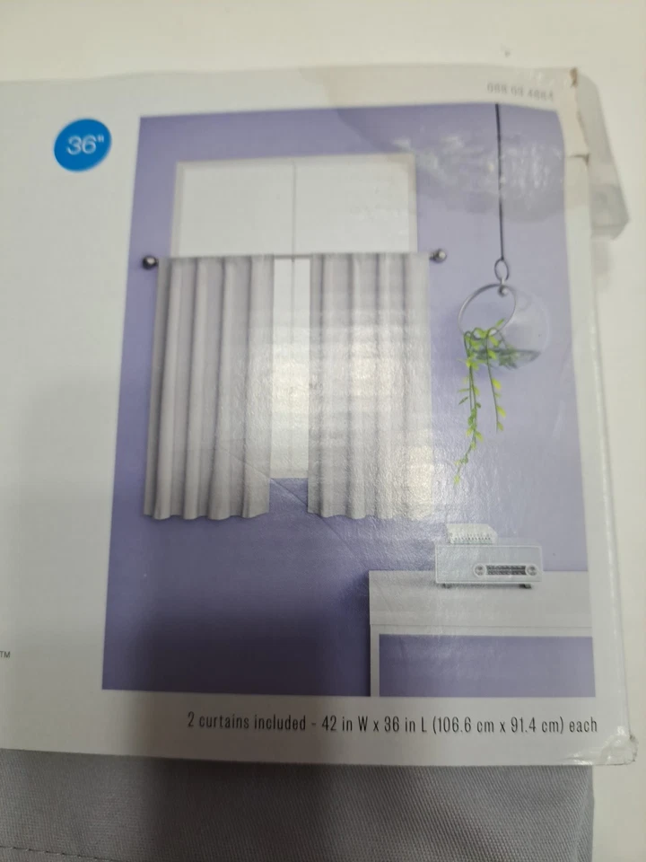 Light Filtering Gray Cafe Curtain Set Room Essentials 42" x 36" - Image 3 of 4