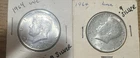 Lot of 2 1964 Kennedy Half Dollar Coins 90% Silver - Uncirculated 1 Proof Like