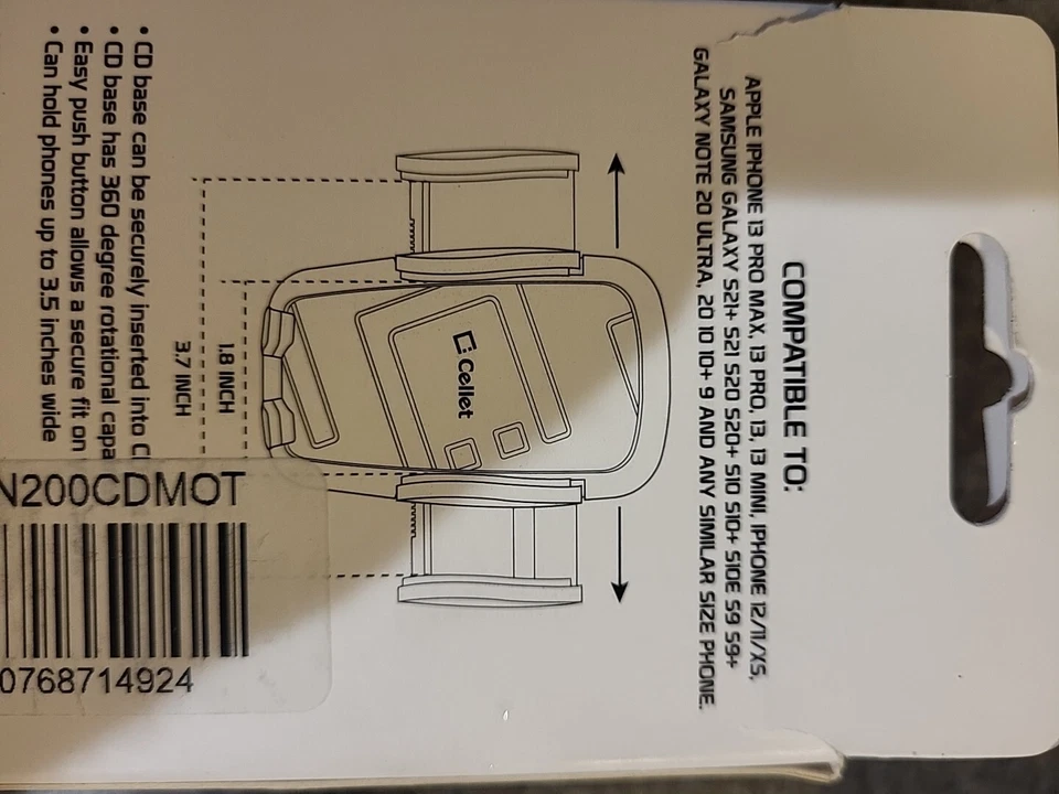 Cellet CD Slot Car Phone Mount Holder Compatible for Phones Up To 3.5" Wide - Image 3 of 4