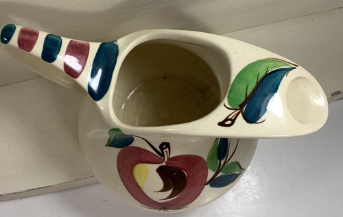 Vtg Purinton Pottery Handpainted MCM Pitcher 60s Apple & Leaf Dutch Jug 6” X 8” - Picture 3 of 13
