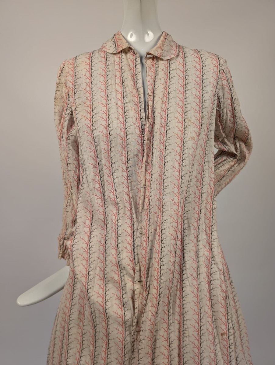 ワンピース 19th Brown Calico Cotton Dress ANTIQUE 1850'S PRINT BROWN CALICO COTTON DAY DRESS | eBay