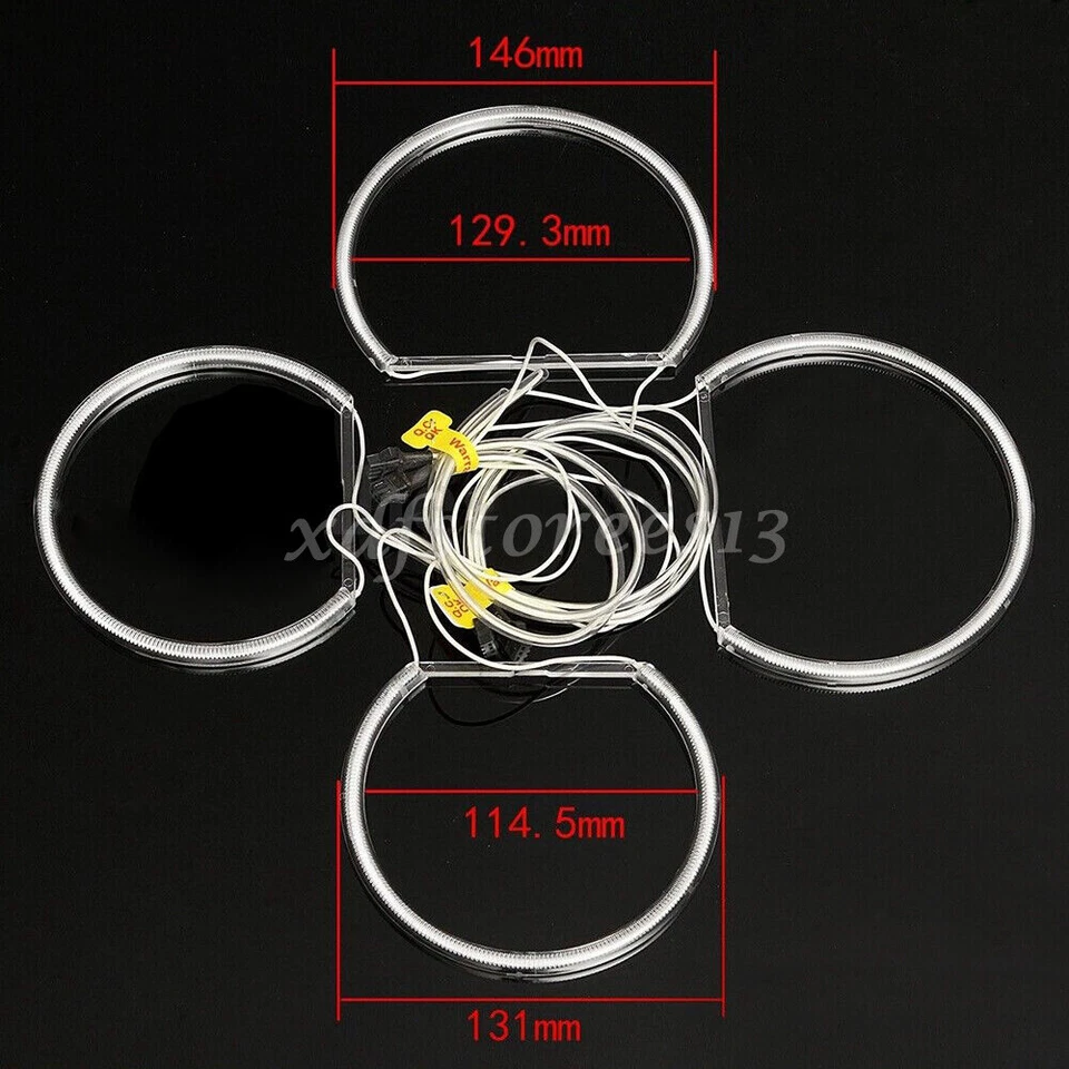 4x Für BMW E46 CCFL LED Angel Eyes Xenon Standlicht Ringe Scheinwerfer 131+146mm - Bild 4 von 4