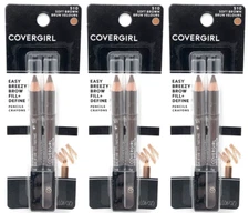 3-Covergirl Easy Breezy Brow Fill + Define Pencils+Sharpener #510 Soft Brown