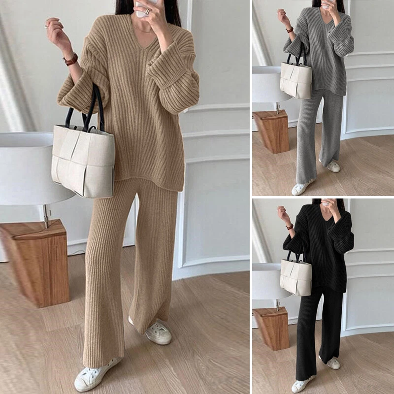 Women Casual Loose Outfit Knit Knitwear Sweatshirt Jumper Tops