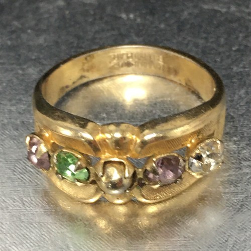 Vtg Mothers Ring 14K Gold Electroplate Birthstone Ring Multicolor Size 8.5 - Picture 11 of 23