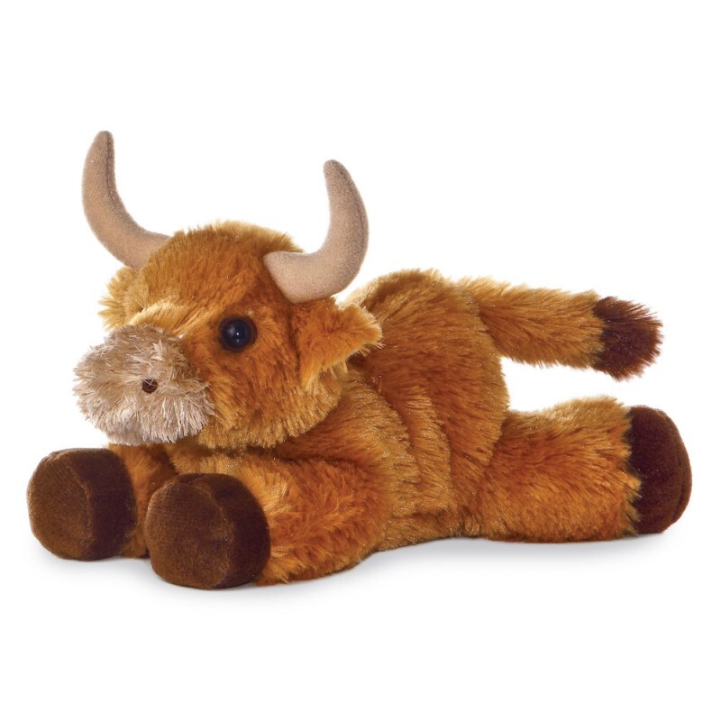 HIGHLAND COW SOFT TEDDY BEAR TOY AURORA FLOPSIES PLUSH CUDDLY 20cm BULL