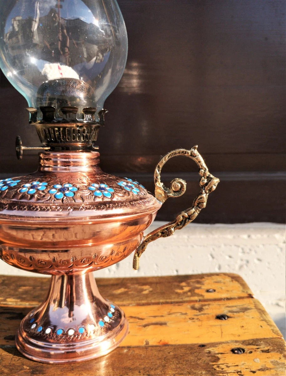 Handmade Copper Oil Lamp Vintage Lamp Kerosene Hurricane Lamp