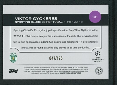 2025 VIKTOR GYOKERES 047/175 TOPPS UEFA CHAMPIONS LEAGUE GOLD | eBay
