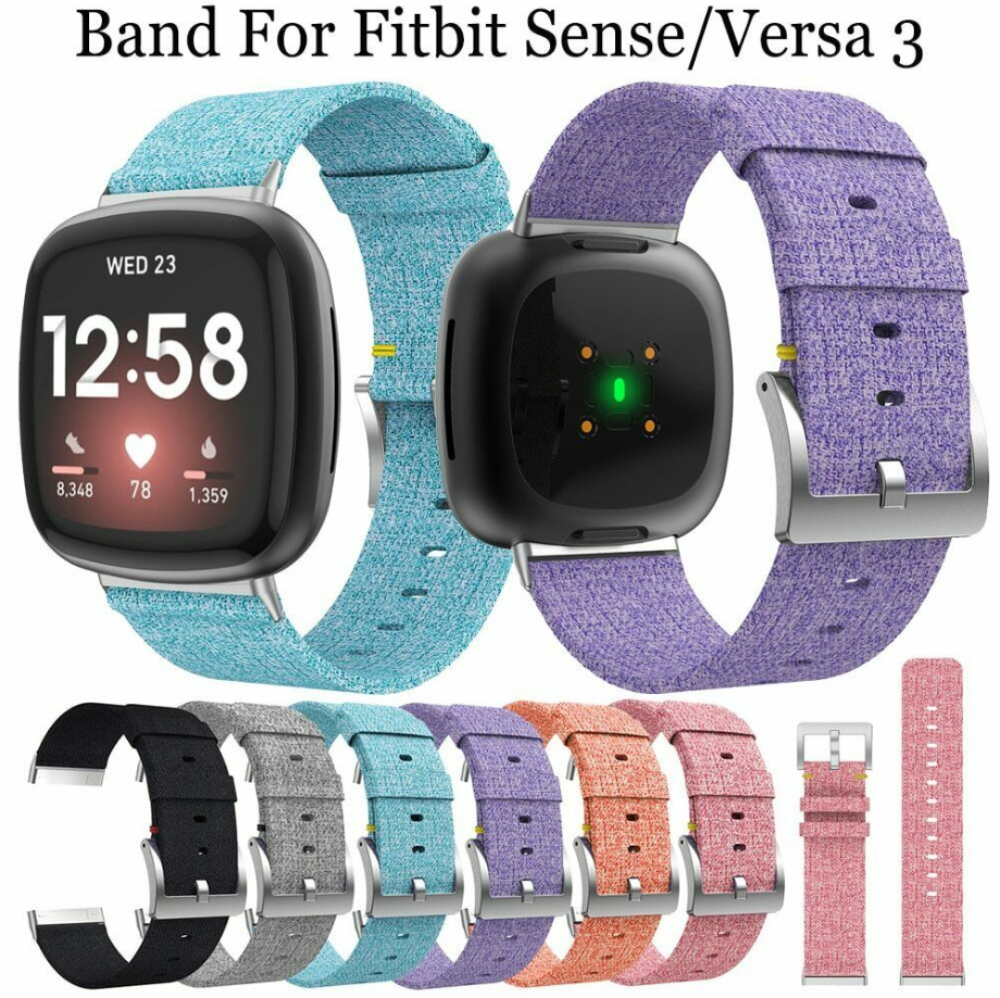 Woven Nylon Fabric Sports Watch Wristband Strap For Fitbit Versa  4/3/2/1/Sense