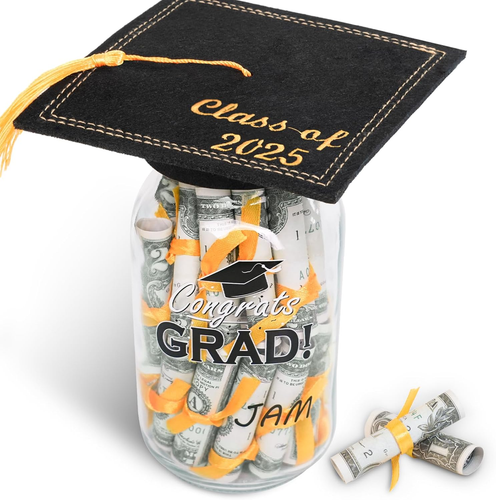 Graduation Gifts 2025 - Personalized Name Graduation Mason Jar - Filled with Mon