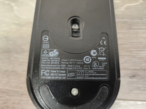 IBM MO28UOL 39Y9870 39Y9875 USB Wired Mouse Red Scroll Wheel Black Tested Works - Picture 8 of 9