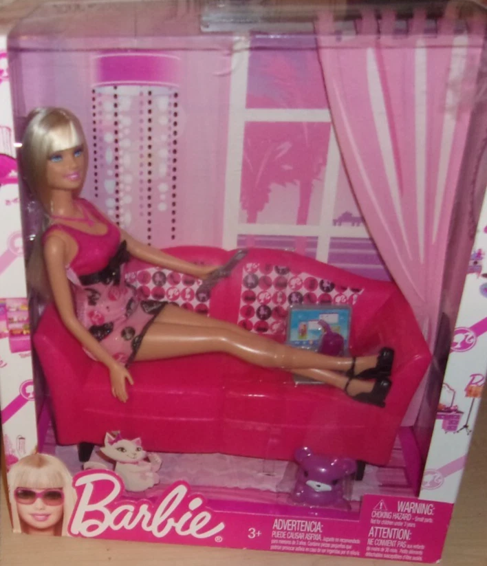 Juego de muñeca y sofá Glam Barbie 2009 #T3578 *nuevo* Foto 2 de 3