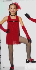 Dance Costume Jazz Tap skate fringe Red Hot