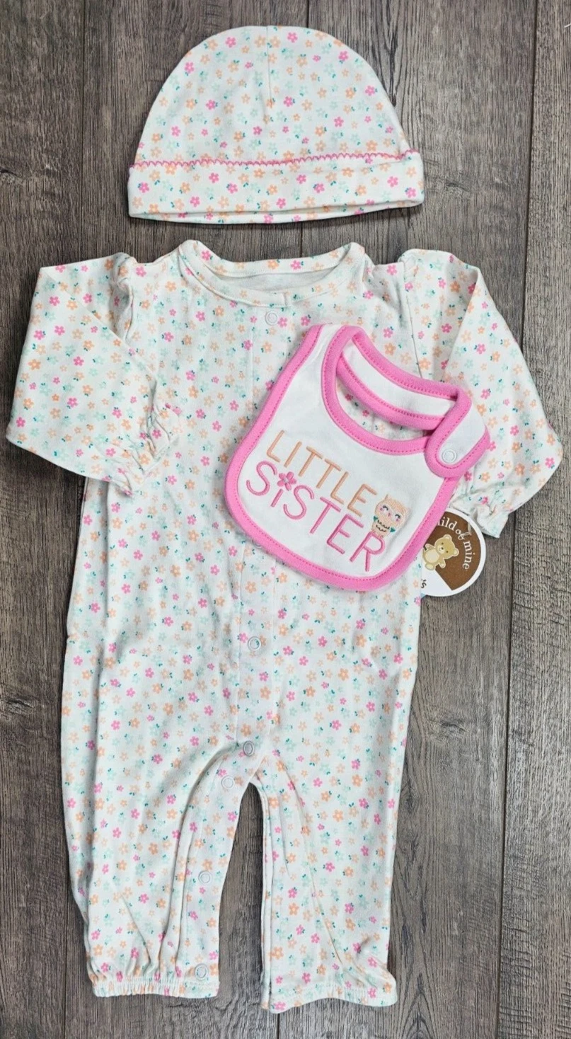 Baby Girl Clothes New Child Mine Carter's 3-6 Month 3pc Little Sister Outfit