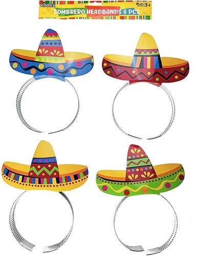 KINREX Cinco de Mayo Sombrero Headband - Mexican Fiesta Paper Party Hat - 8 Pcs - Picture 1 of 3