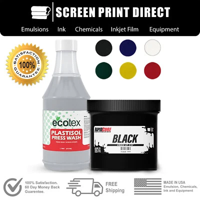 ECOTEX® SCREEN PRINT DIRECT™ Plastisol Ink & Ink wash Bundle For Screen Printing - Low Temp Cure 270F - Pint