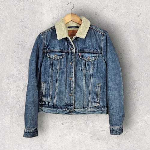 Levis Sherpa fleece lined denim trucker jacket UK M