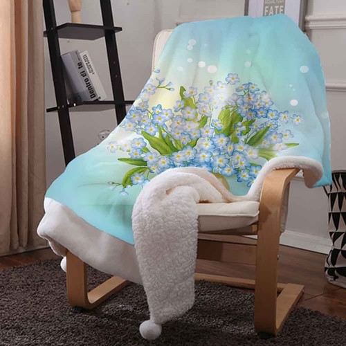 Fresh Blue Flower In The Bottle 3D Warm Plush Fleece Blanket Picnic Sofa Couch - Foto 4 di 6