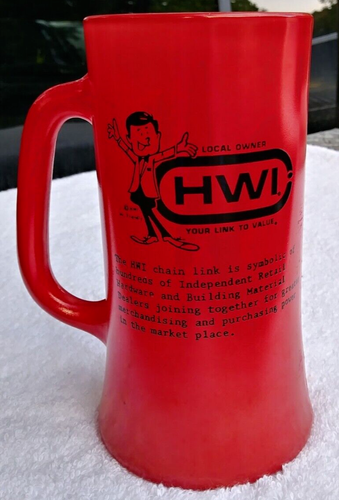 HWI Glass Mug Mr Friendly Local Owner 25 Years of Service 1946-1971 Tall Vintage