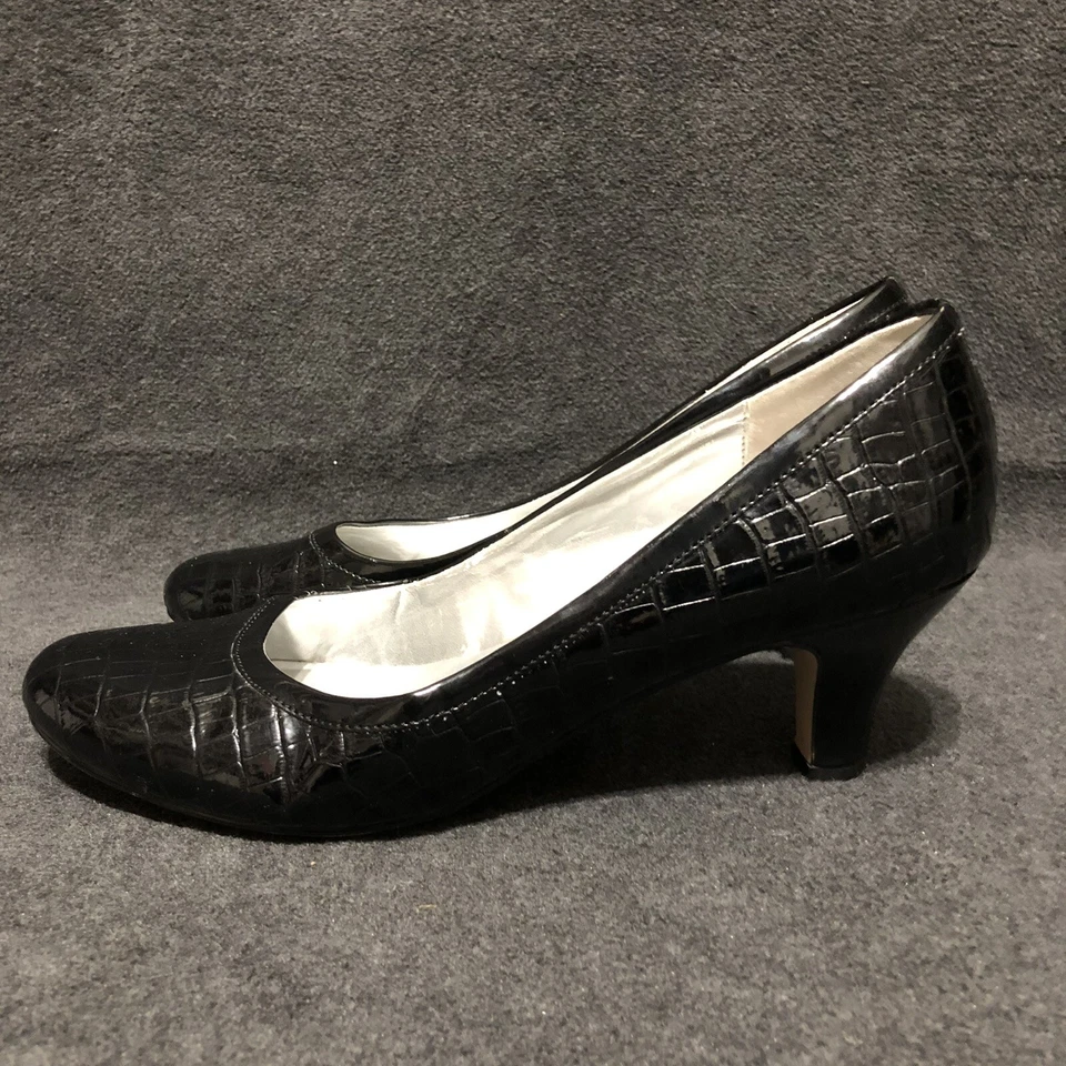 Zapatos de tacón sin cordones Yellow Box Austin para mujer talla 8,5 con estampado de cocodrilo negro Foto 3 de 4