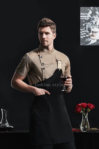 Kitchen Jacket Catering Uniform Short Sleeve Chef Clothes Restaurant Workwear - Picture 24 of 31