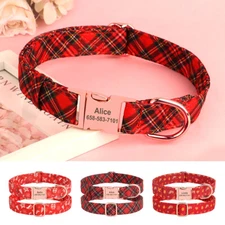 Custom Plaid Dog Collar Pet Christmas Gift Adjustable for Small to Large Dogs