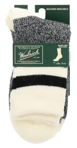 Woolrich Slipper Sock Ladies Black White Marled Aloe Vera Thick Knit  - Afbeelding 1 van 4