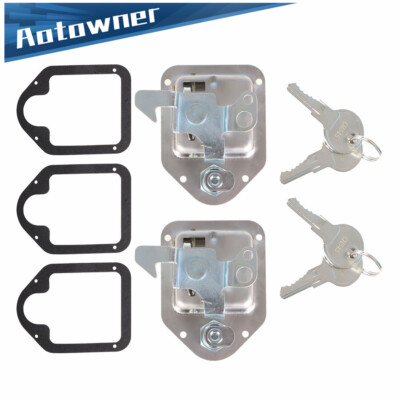 2PC Toolbox Lock Stainless Door Key Latch Paddle Handle RV Trailer 4-3/8'' 3-1/4''