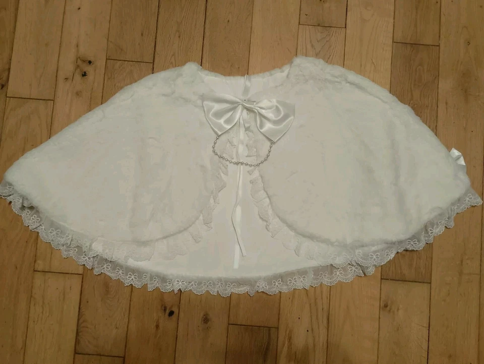 Ручной работы белый мех наплечная накидка Shrug Лолита Кей японский моды - Изображение 4 из 4