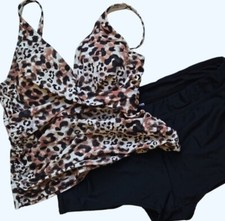 Cheetah Print 2 Piece Bathing Suit-Top 8/10 Bottom XL
