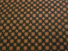Cotton Fabric Concord Joan Kessler Geometric Orange Sqrs on Black 1yd 5" x 42