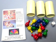 Vintage Used Selchow & Righter Parcheesi Game Pieces w/Wooden Tokens-Dice++18pc