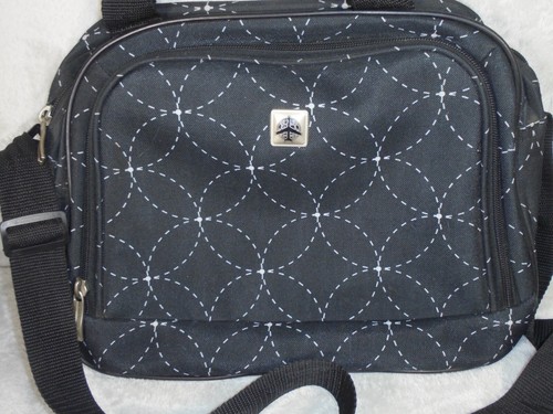 Overnight Bag Black White Canvas Nylon Carry On for Airline Travel - Picture 3 of 17