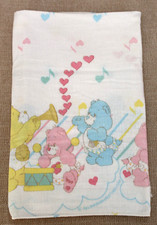 Vintage CARE BEARS BLANKET Baby Swaddle Music Notes Nursery Receiving Blankie