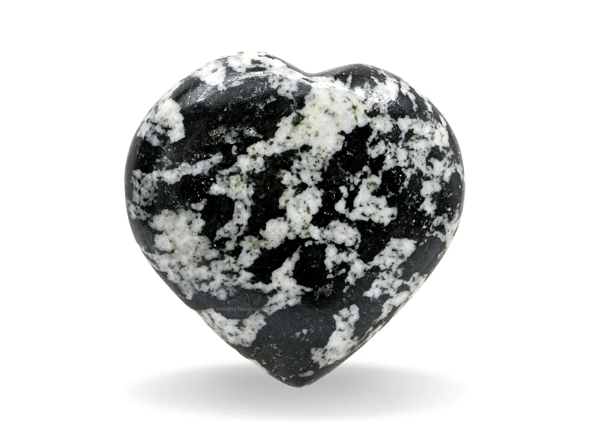 Black White Tourmaline Crystal Heart Palm Stone eBay