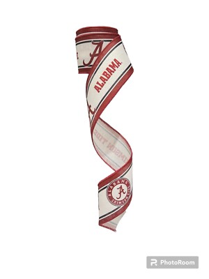 2.5'' Wired  White Dark Red Football Sports Team Ribbon  (10 Yard Roll)