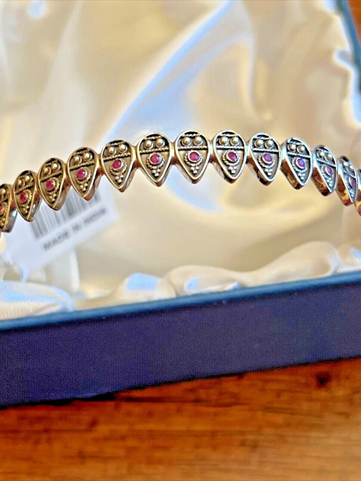 Legend Amrapali Regal Ruby Bangle Bracelet Black Oxidized Sterling Silver 7.50in - Image 4 of 4