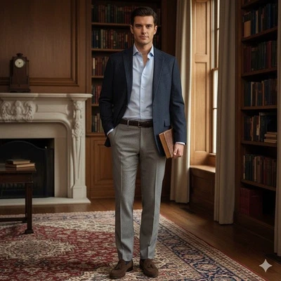 Brooks Brothers Red Fleece Tessuto Marzotto Wool Blazer Jacket 42R BluePinstripe - Image 1 of 4