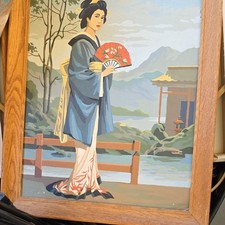 Asian Woman Paint by Numbers Kit Framed Art Scene Set Finished Artwork Display