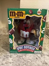 Vintage Red M&Ms Football Candy Dispenser Limited Edition Gold Helmet 