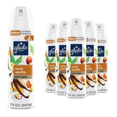 Glade Air Freshener Room Spray, Cozy Vanilla 7.3 Ounce (Pack of 6), Beige 